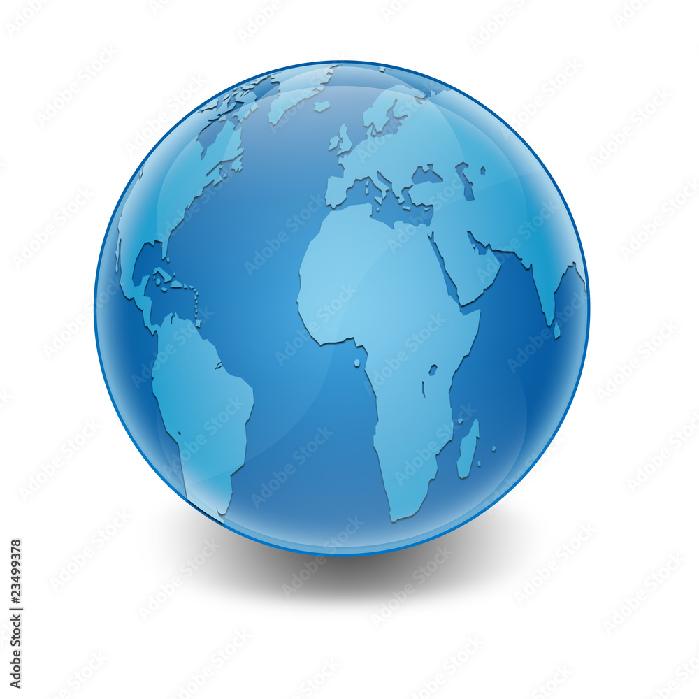 Fototapeta premium Esfera brillante con mapa del mundo