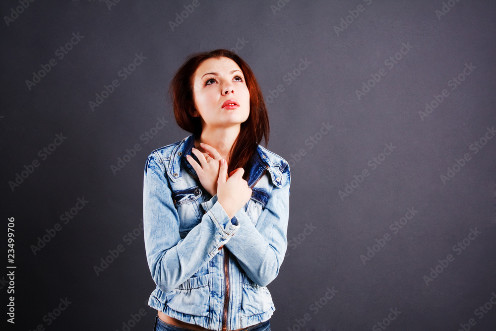 Young beautiful girl in denim jacket Young beautiful girl in denim jacket