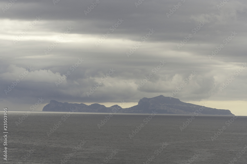 Bay of Naples with Dramatic Sky Background. Italy, Europe