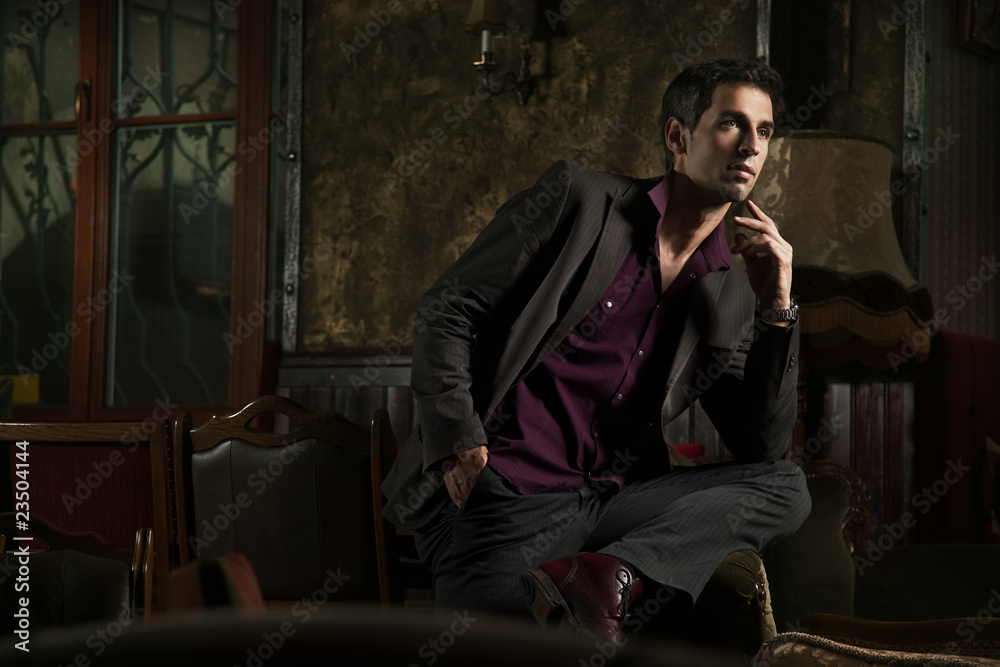 Elegant man posing in a stylish interior Elegant man posing in a stylish interior