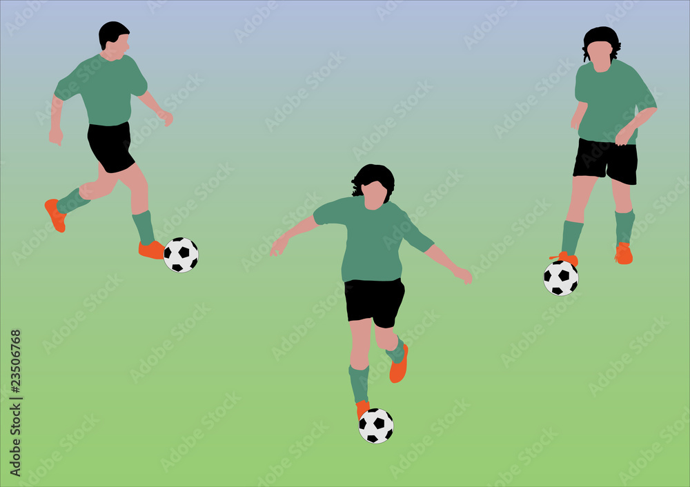 three soccer players
