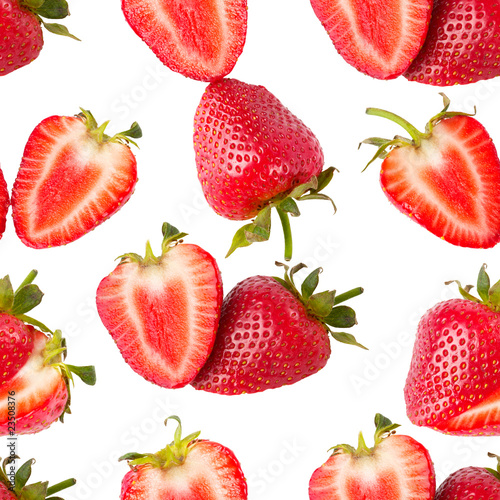 Fototapeta Naklejka Na Ścianę i Meble -  Sliced strawberries seamless wallpaper