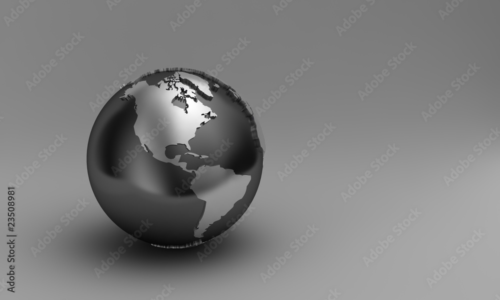 Fototapeta premium 3D globe - North and South America over gray background