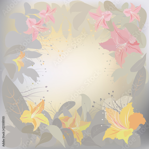 Decorative background with exotic flowers.