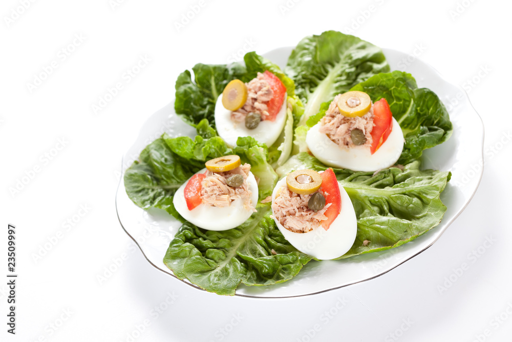 salad of letuce egg tuna and olive salad of letuce egg tuna and olive
