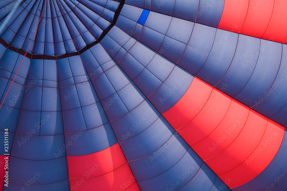 Fototapeta premium inside view of a red and dark blue hot air balloon;