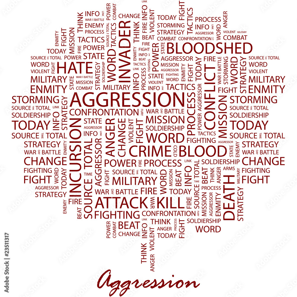 AGGRESSION. Word cloud concept illustration.