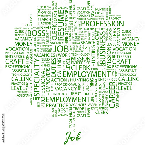 JOB. Word cloud concept illustration.
