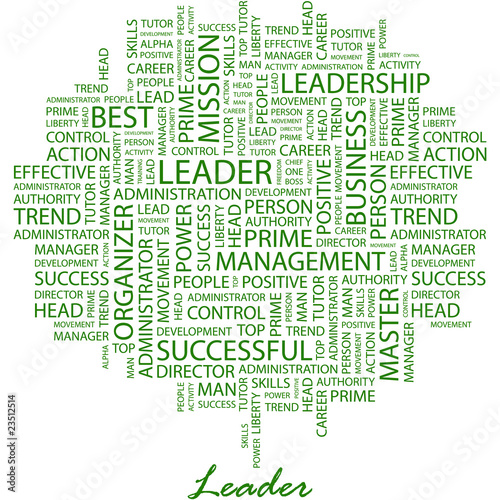 LEADER. Word cloud concept illustration.