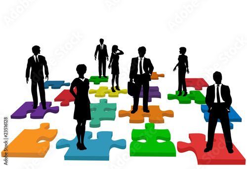 Business people human resources team puzzle