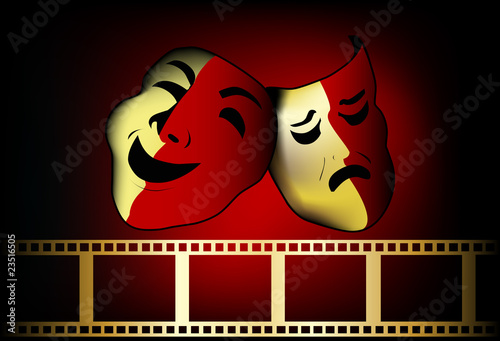 theatrical mask of tragedy and comedy vector