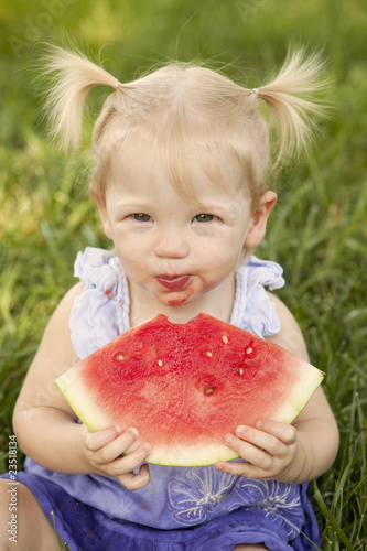 Toddler Eats Watermelon