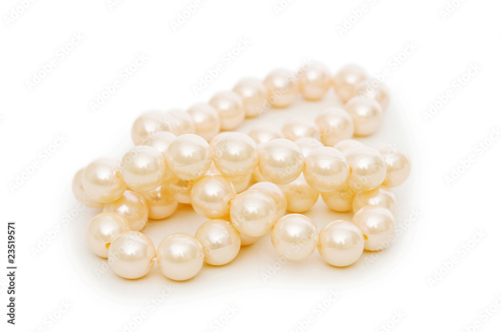 Pearl necklace isolated on the white background