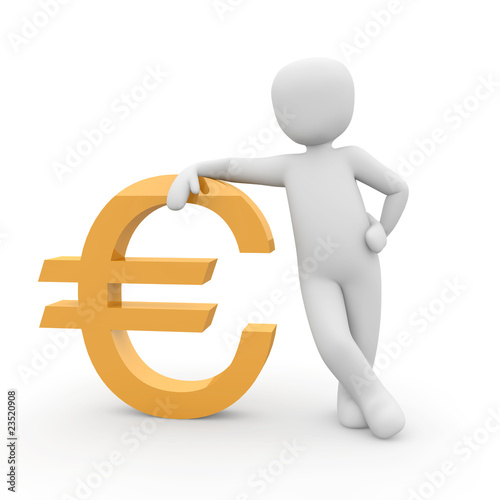 3D Euro Zeichen mit 3D Figur