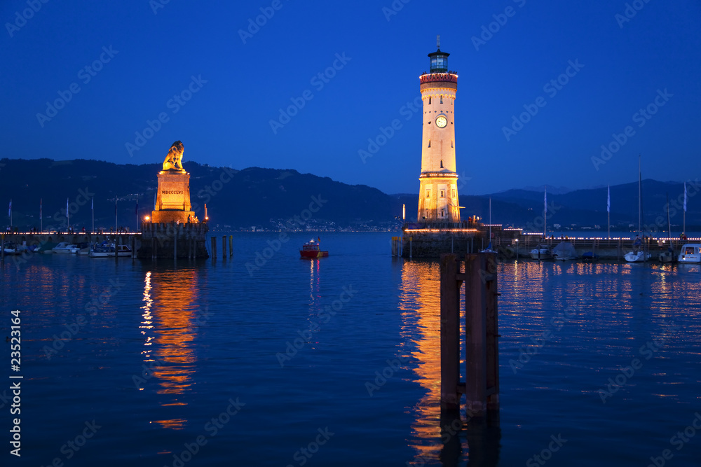 Lake Constance, Lindau harbor entrance and lighthouse