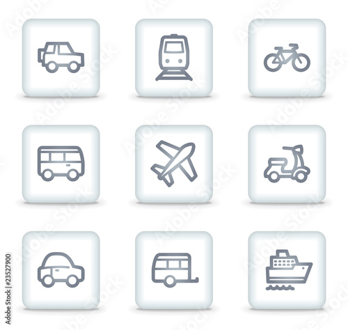 Transport web icons, white square buttons © Sergiy Timashov