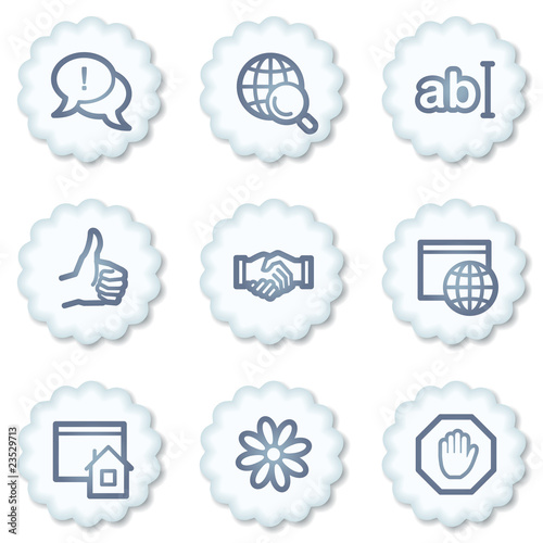 Internet web icons set 1, white buttons