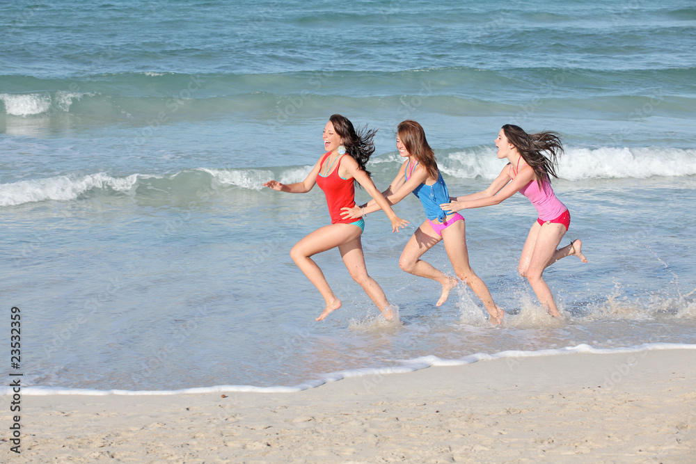 happy teens on summer vacation or spring break