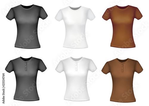Black and white and brown shirts (women). Vector.