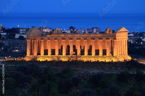 Valley of temples in Agrigento, Sicily by night