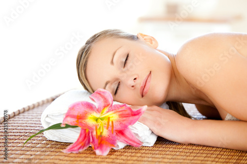 Portrait of a cute woman having a massage