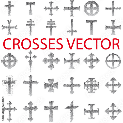 Set of Crosses Vector pencil scribble