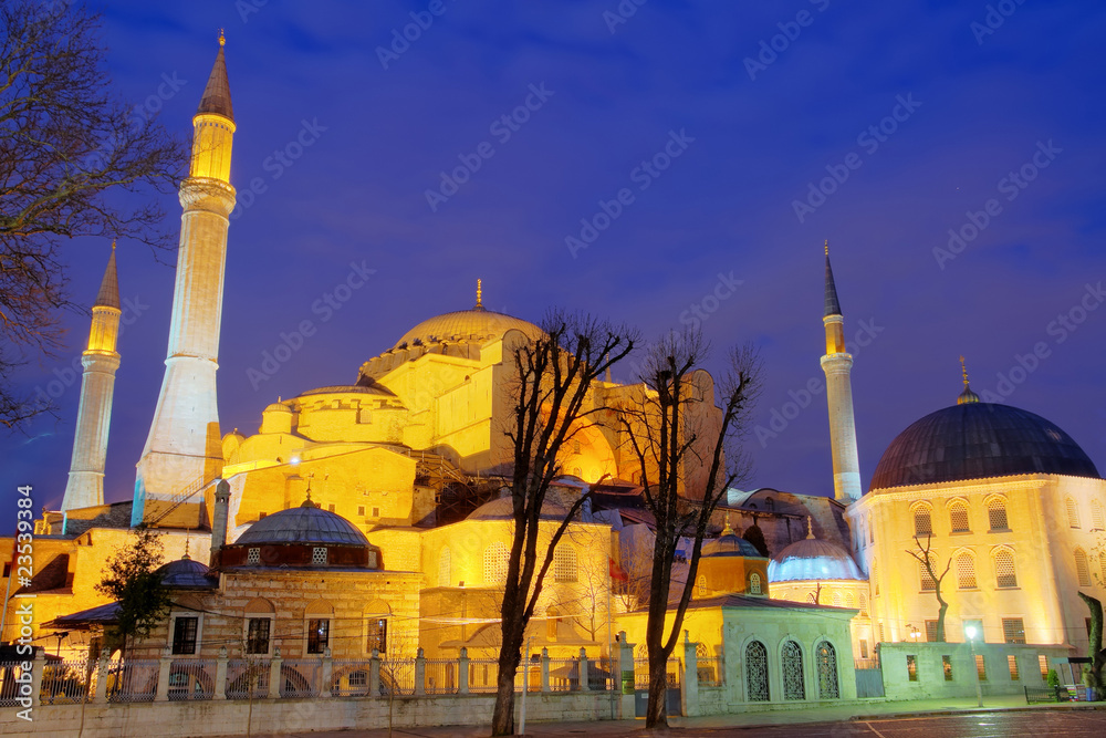Hagia Sophia at night, HDR image