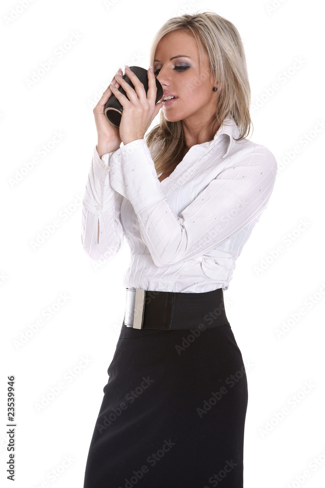 Young beautiful lady drinking coffee Young beautiful lady drinking coffee