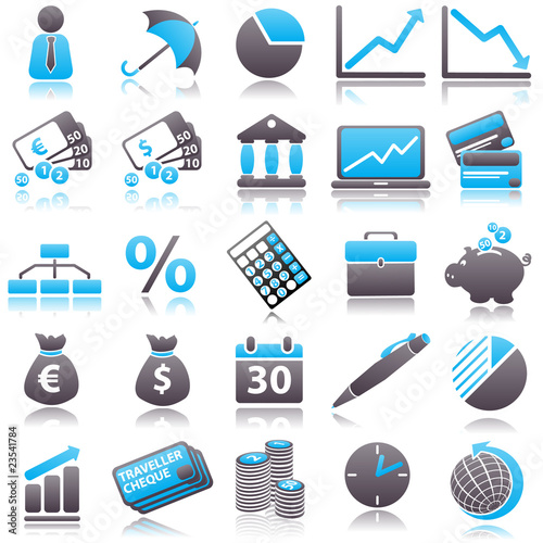 economic Blue Icons