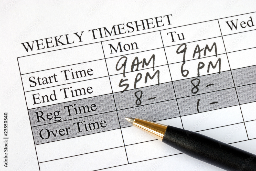 Filling the weekly time sheet for payroll Filling the weekly time sheet for payroll
