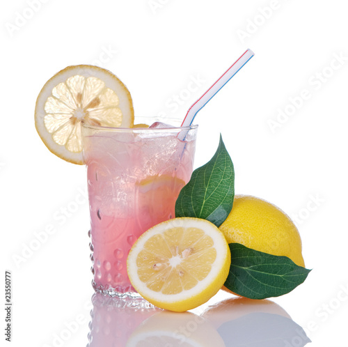 Pink Lemonade In Glass With Lemons
