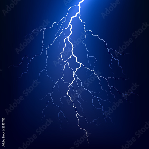 Lightning bolt at night. Vector.