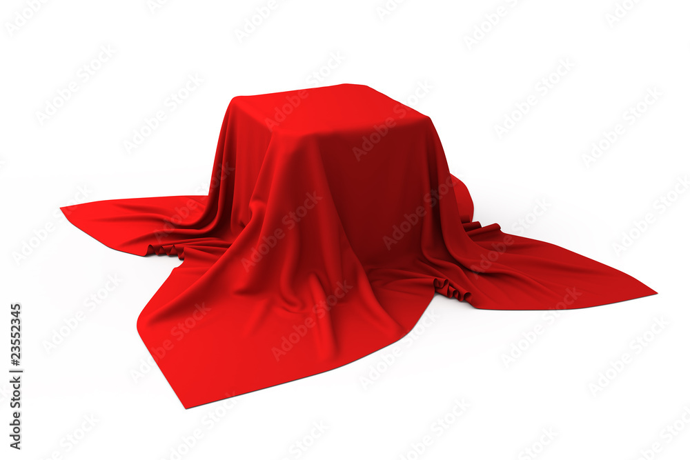 Obraz na plátně Box covered with a red cloth