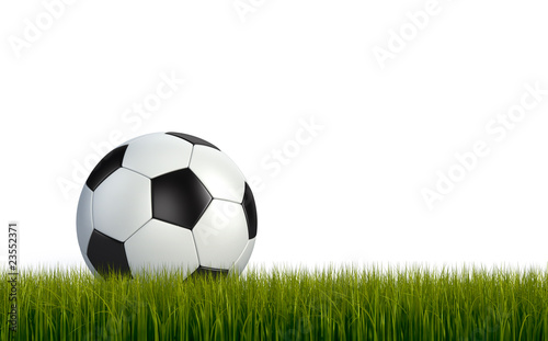 Soccerball on the green grass