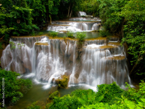 Huay Mae Khamin Waterfall, Waterfall in deep jungle of Thailand