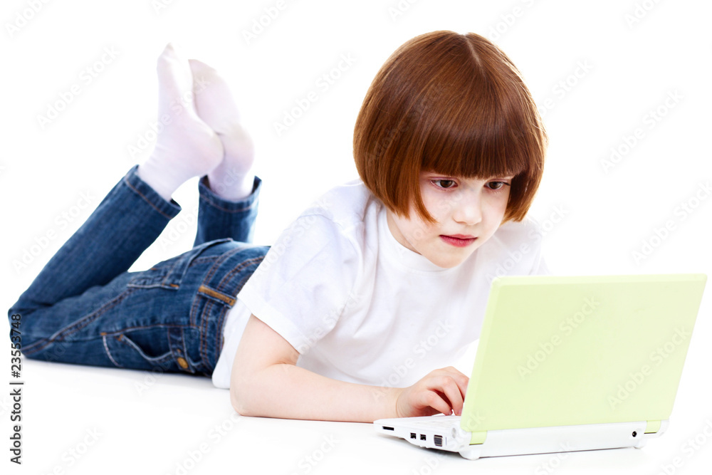 Little girls with a laptop