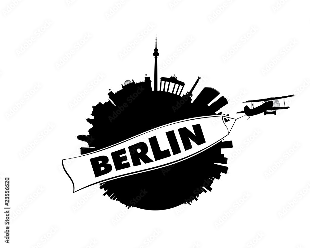 Obraz premium Berlin City with Airplane and Banner
