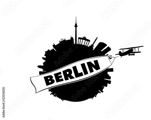 Berlin City with Airplane and Banner