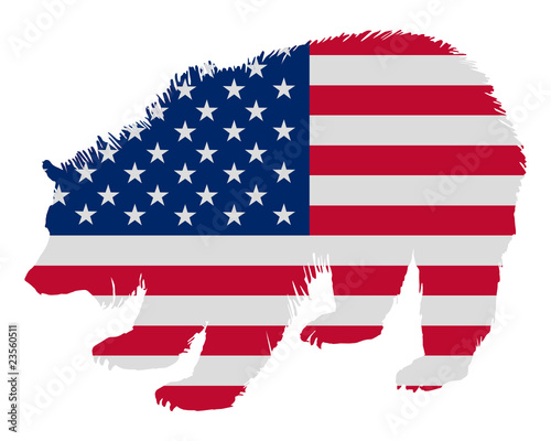 Grizzly als Amerikaflagge