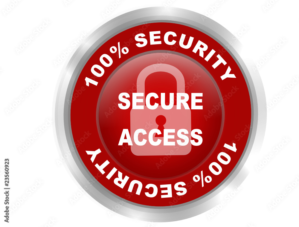 secure access web bouton rouge avec effet gel droit