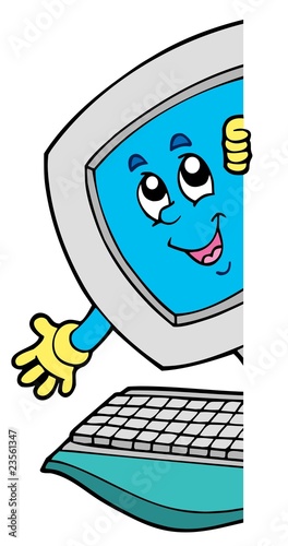 Lurking cartoon computer
