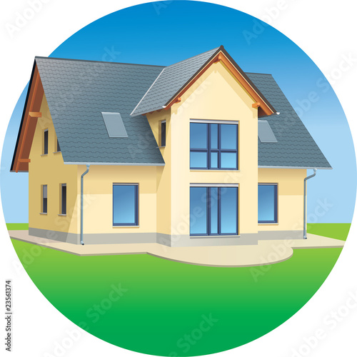 Modern prefabricated family house, vector illustration