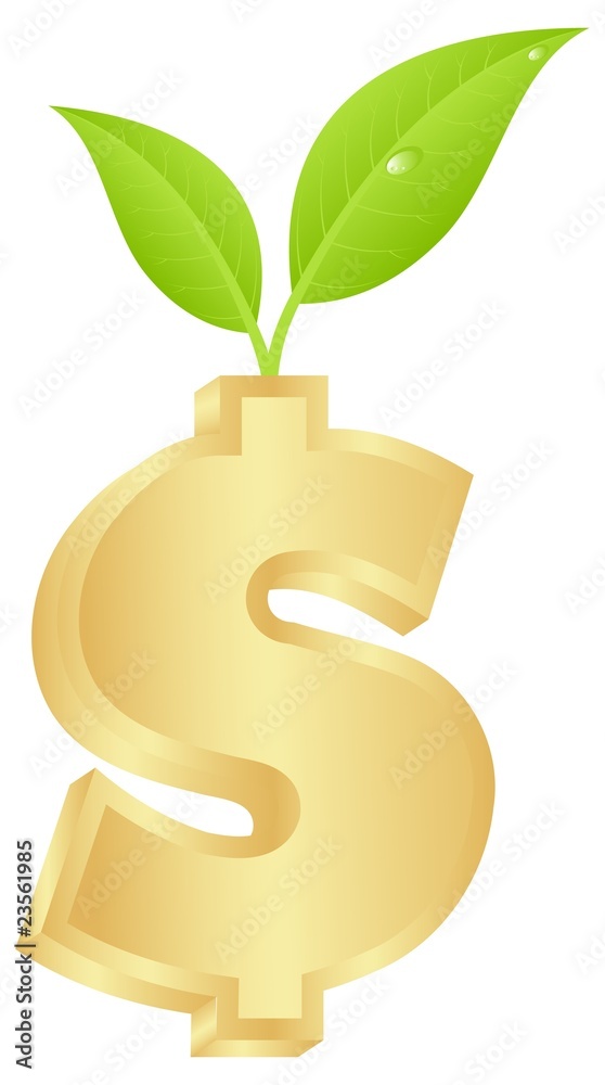 Dollar sign with a green sprout Dollar sign with a green sprout