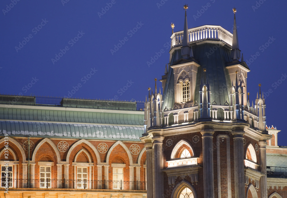 Evening tower of State historical museum reserve Tsaritsyno