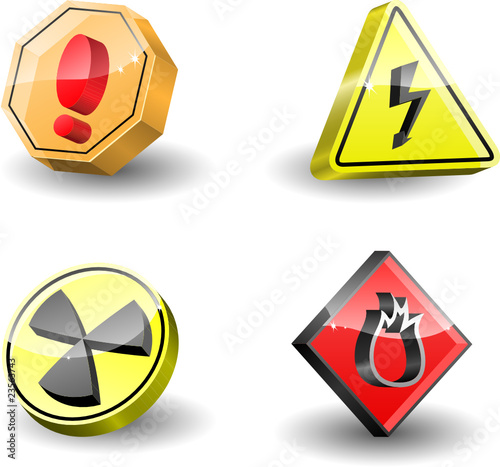 Warning of the dangers plates  of glass