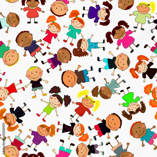 seamless vector background with kids