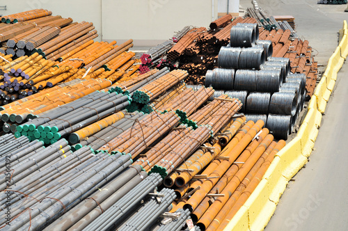 Warehouse steel pipe in the port