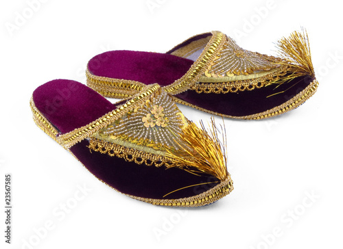 Gold embroidered shoes
