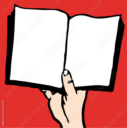 Cartoon style drawing of one person reading a book.