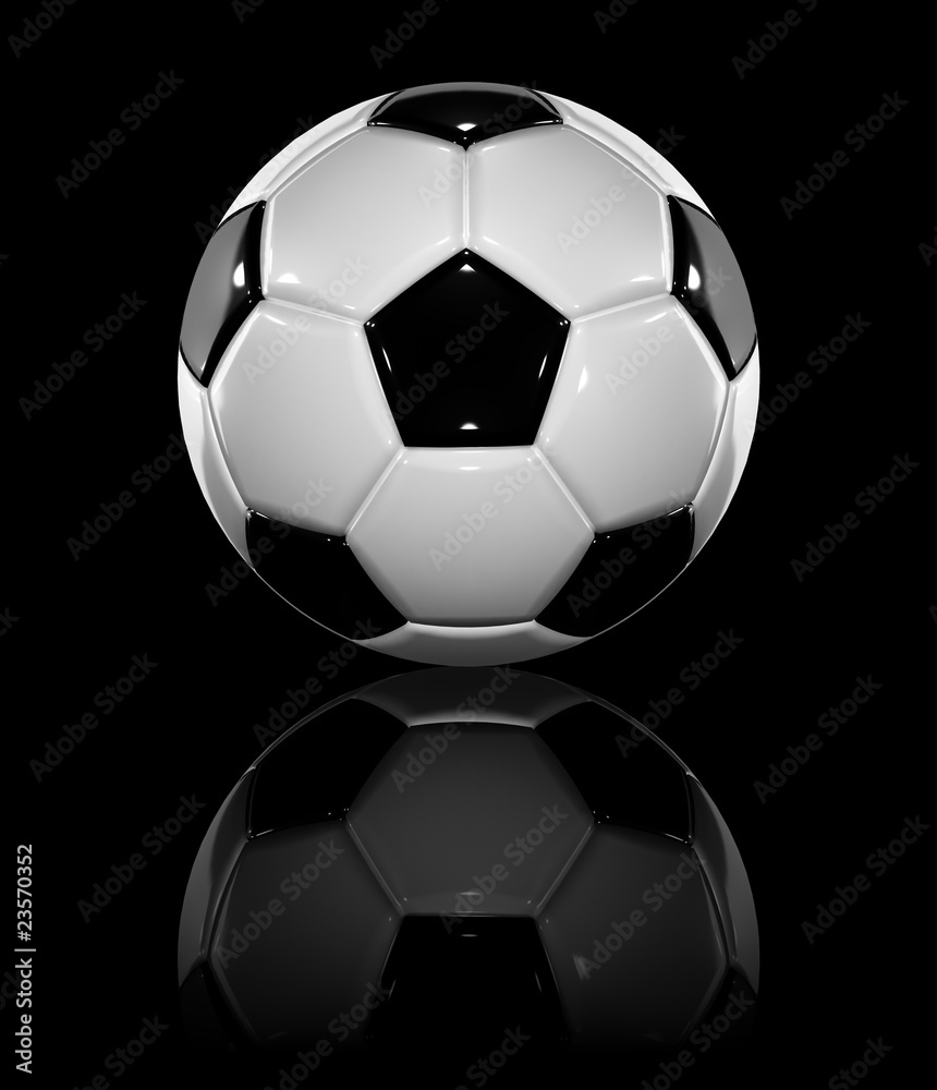 Obraz premium 3d rendered soccer ball on black background